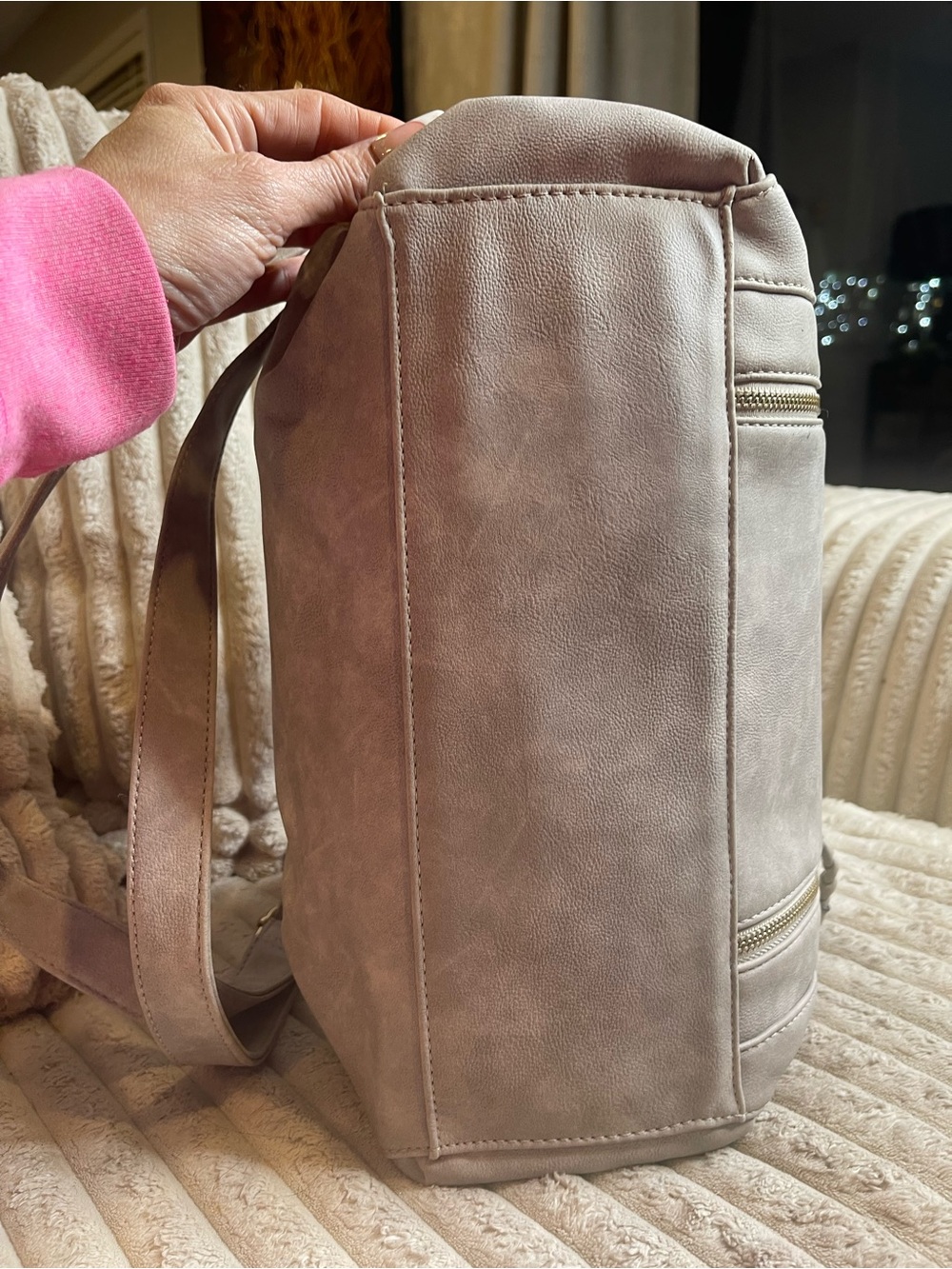 Angel Kiss Taupe Hobo Shoulder Bag Braided Strap Multi Pocket Purse - Picture 4 of 7